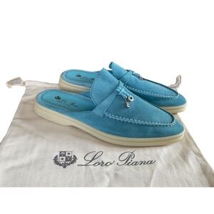 Loro Piana Blue Suede Mules
